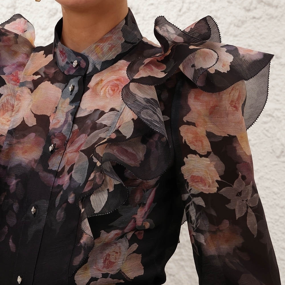 Zimmermann Crush Frill Sleeve Blouse
